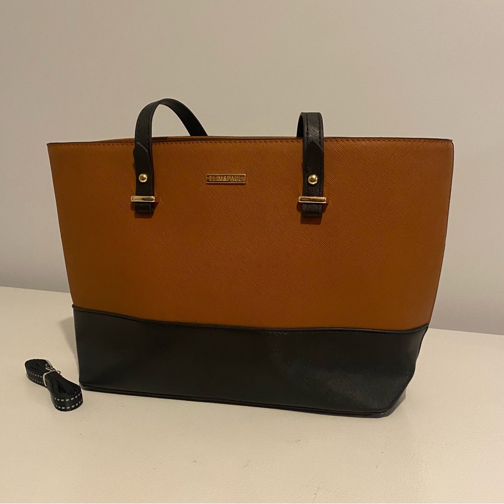 Camel brown and Black purse tote